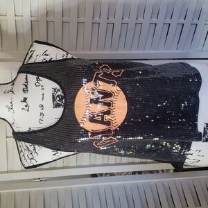 PINK by Victoria Secret GIANTS black sequin racerback tank S